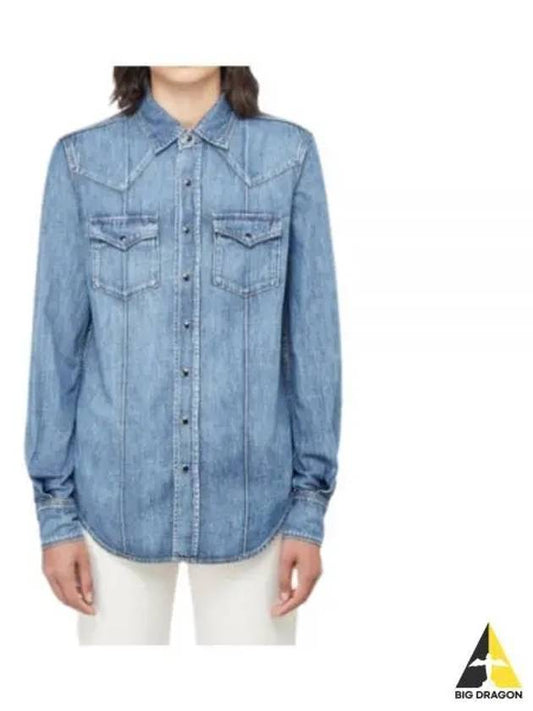 Denim Shirt Blue - SAINT LAURENT - BALAAN 2