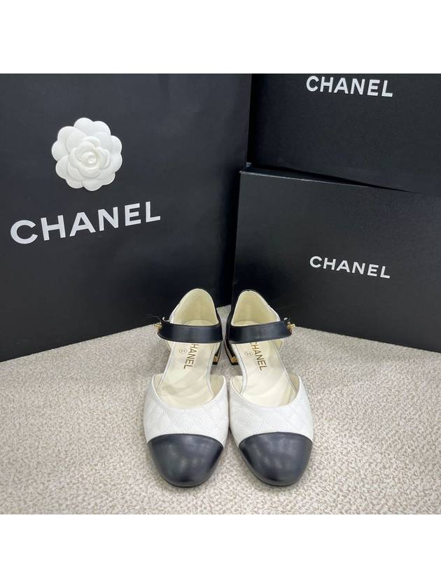 CC Logo Mary Jane Flat Black White - CHANEL - BALAAN 3