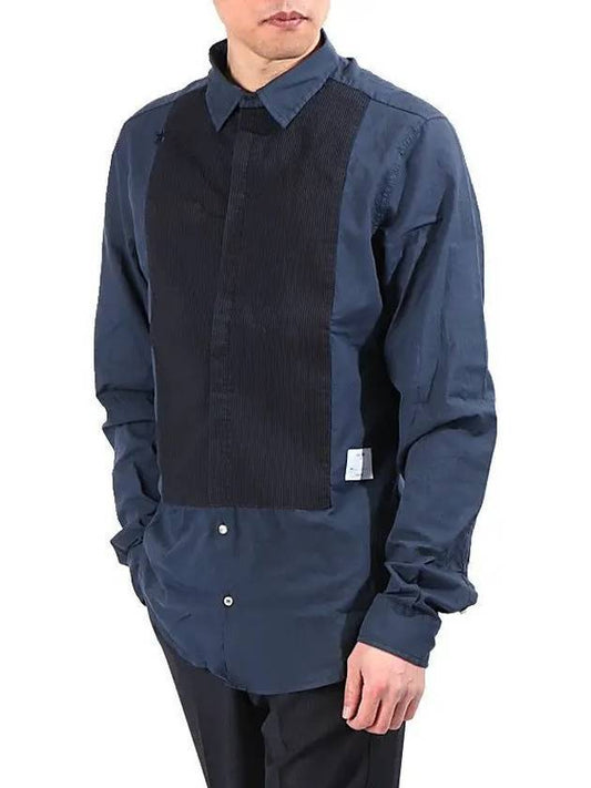 Tuxedo Cotton Long Sleeve Shirt Navy - THE EDITOR - BALAAN 1