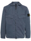 Cotton Twill Stretch Hooded Jacket Avio Blue - STONE ISLAND - BALAAN 2