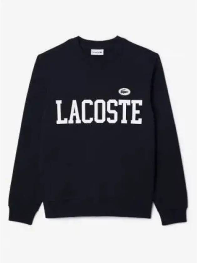 Men s Logo Print Puff Badge Crew Neck Sweatshirt Dark Navy - LACOSTE - BALAAN 1