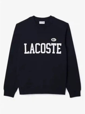 Men s Logo Print Puff Badge Crew Neck Sweatshirt Dark Navy - LACOSTE - BALAAN 1