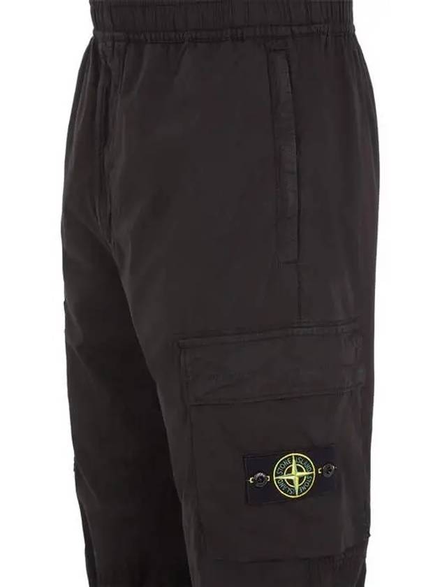 Stretch Cotton Tela Paracadute Cargo Straight Pants Black - STONE ISLAND - BALAAN 4