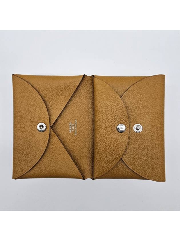 Calvi Duo Compact Card Wallet Caramel - HERMES - BALAAN 6