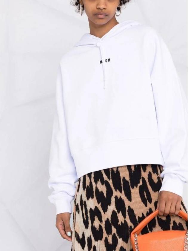 Micro Logo Print Cotton Hoodie White - MSGM - BALAAN 6