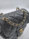 Shiny Grained Calfskin Gold Metal Backpack Black - CHANEL - BALAAN 7