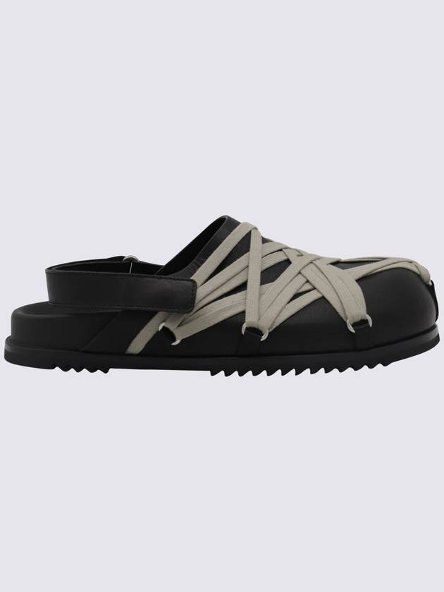 Rick Owens Black Leather Flat - RICK OWENS - BALAAN 1