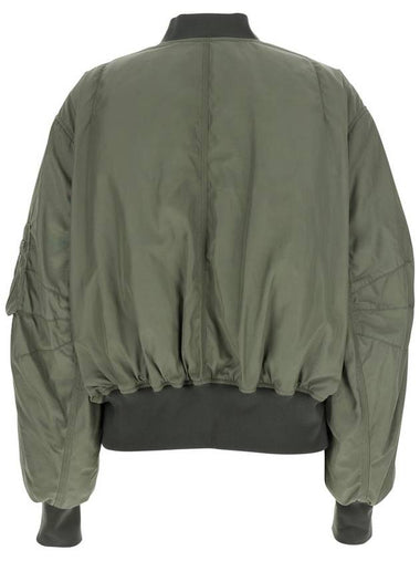 Green Bomber Jacket With Zip Pocket On The Sleeve In Tech Fabric Woman - THE ATTICO - BALAAN 1