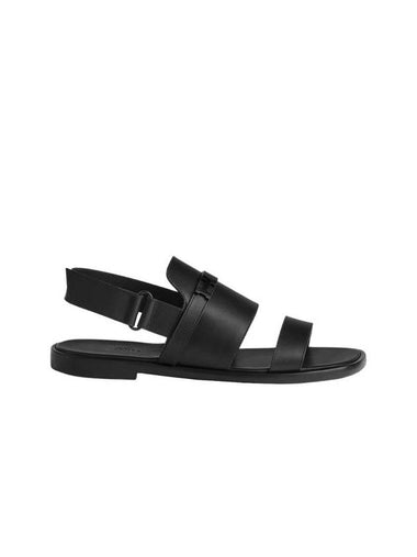 Giacomo Sandals Calfskin Brushed Black PVD Hardware Noir - HERMES - BALAAN 1