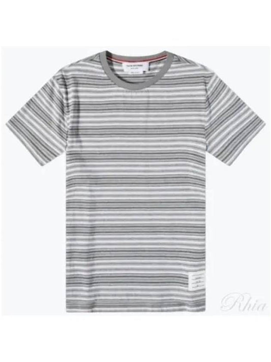 Men's Striped Midweight Jersey Short Sleeve T-Shirt Grey - THOM BROWNE - BALAAN 2