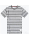 Men's Striped Midweight Jersey Short Sleeve T-Shirt Grey - THOM BROWNE - BALAAN 2