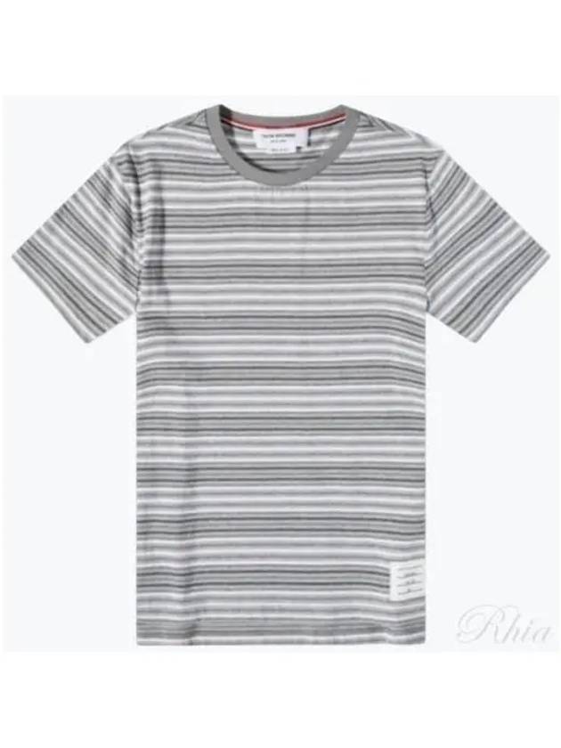 Men's Striped Midweight Jersey Short Sleeve T-Shirt Grey - THOM BROWNE - BALAAN 2