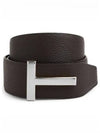 Men's T Logo Reversible Leather Belt Brown - TOM FORD - BALAAN 2