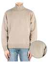 Logo Embroid Knit Turtleneck Beige - AMI - BALAAN 2