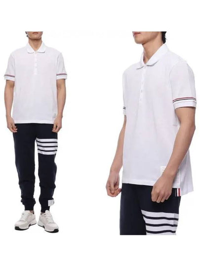 Lightweight Cotton Short Sleeve Polo Shirt White - THOM BROWNE - BALAAN 2