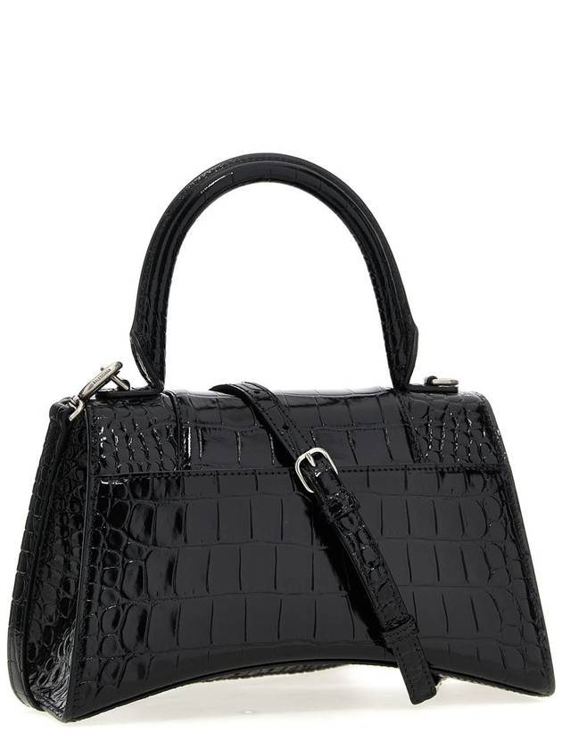 Hour Glass Croco Print Shoulder Bag Black - BALENCIAGA - BALAAN 3