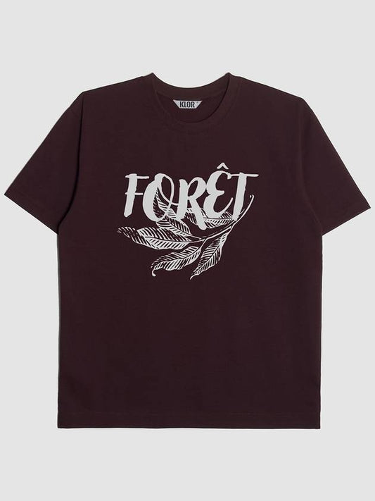 UNISEX Foret Graphic Short Sleeve T Shirt BURGUNDY - KLOR - BALAAN 1