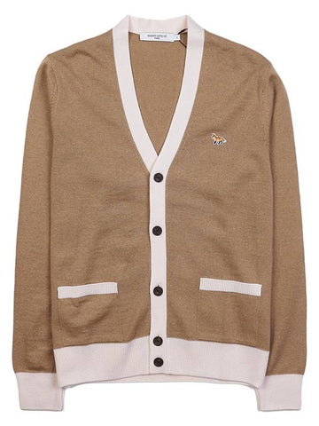 Maison Kitsune Men's Baby Fox Patch Wool Cardigan HU00542KT1036 BE - MAISON KITSUNE - BALAAN 1