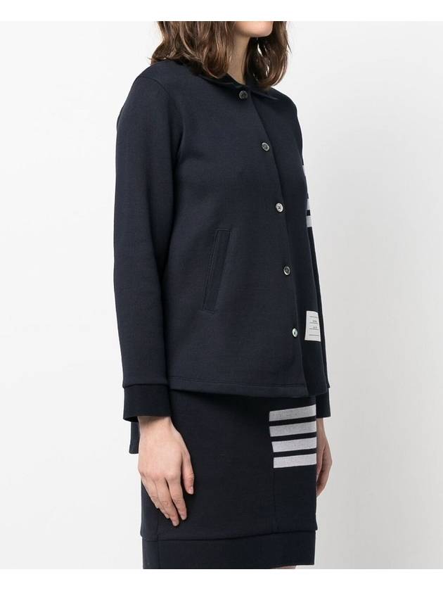 Double Face 4 Bar A-line Knit Long Sleeve Shirt Jacket Navy - THOM BROWNE - BALAAN 3