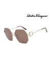 Geometric Metal Sunglasses Brown - SALVATORE FERRAGAMO - BALAAN 3