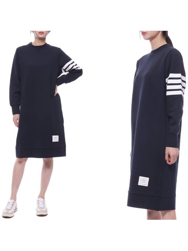 Classic Loopback 4-Bar Sweater Midi Dress Light Navy - THOM BROWNE - BALAAN 3