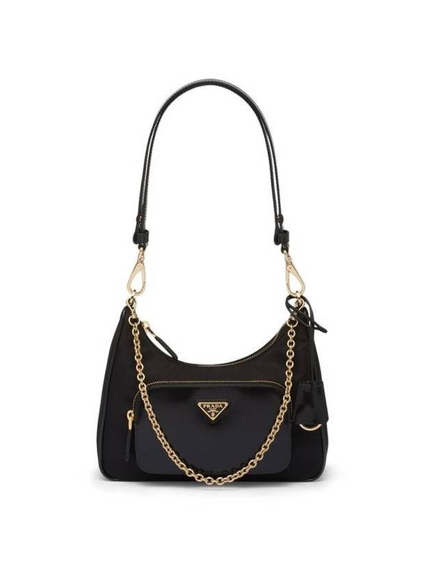 Re-Nylon Brushed Leather Mini Bag Black - PRADA - BALAAN 1