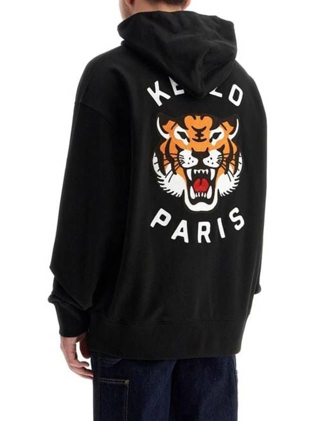 Lucky Tiger Oversized Cotton Hoodie Black - KENZO - BALAAN 5