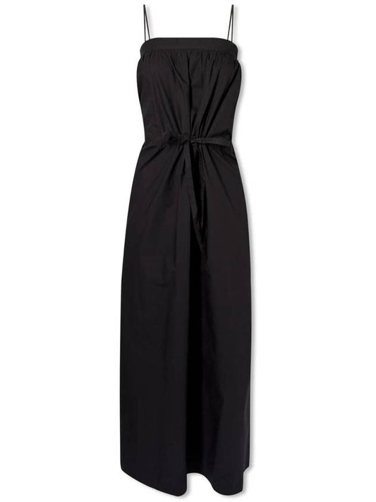 Strap Cotton Poplin Long Dress Black - GANNI - BALAAN 1
