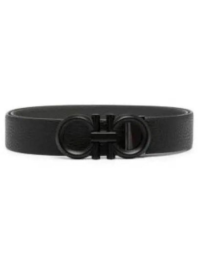 Gancini Buckle Reversible Leather Belt Black - SALVATORE FERRAGAMO - BALAAN 2