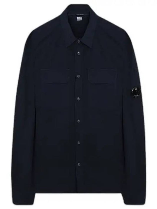 Men's Gabardine Long Sleeve Shirt Navy - CP COMPANY - BALAAN.