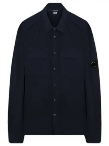 Men's Gabardine Lens Wappen Long Sleeve Shirt Navy - CP COMPANY - BALAAN 1