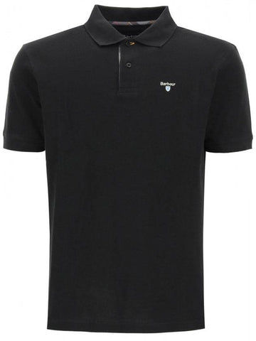 Tartan Pique Short Sleeve Polo Shirt Black - BARBOUR - BALAAN 1