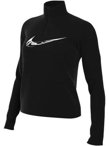 Swoosh Dri Fit HBR Half Zip Mid Layer Long Sleeve T-Shirt Black - NIKE - BALAAN 1