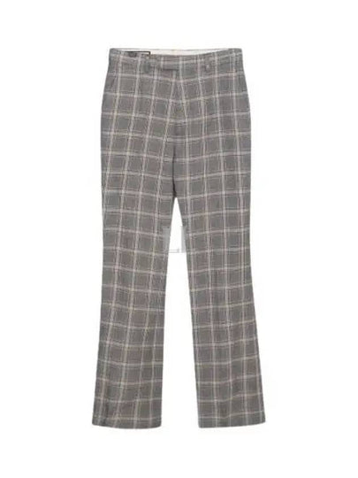 Men's Check Linen Wool Tailored Straight Pants Grey - GUCCI - BALAAN 2