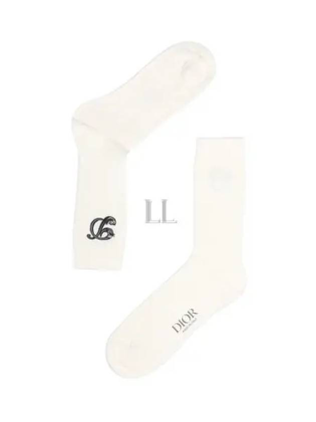 Logo Embroidery Socks Ivory - DIOR - BALAAN 2