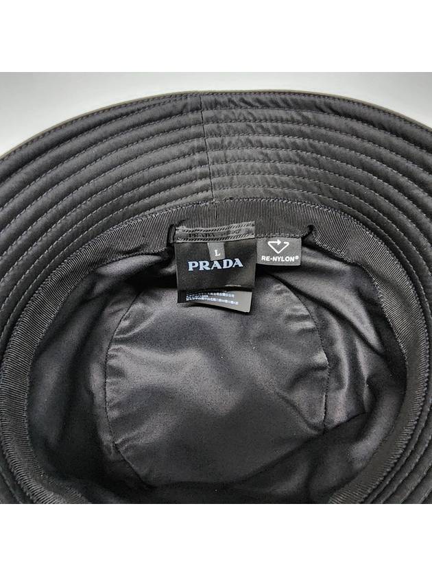 Triangle Logo Re-nylon Bucket Hat Black - PRADA - BALAAN 6