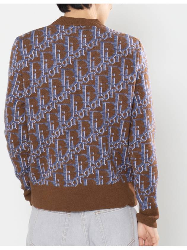 Oblique Wool Jacquard Knit Top Blue Brown - DIOR - BALAAN 4