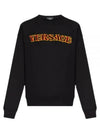 Embroidered Cotton Crewneck Sweatshirt Black - VERSACE - BALAAN 2