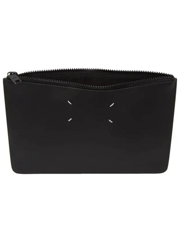 Maison Margiela Signature 4 Bar Stitch Logo All Black Smooth Leather Clutch Bag - MAISON MARGIELA - BALAAN 3