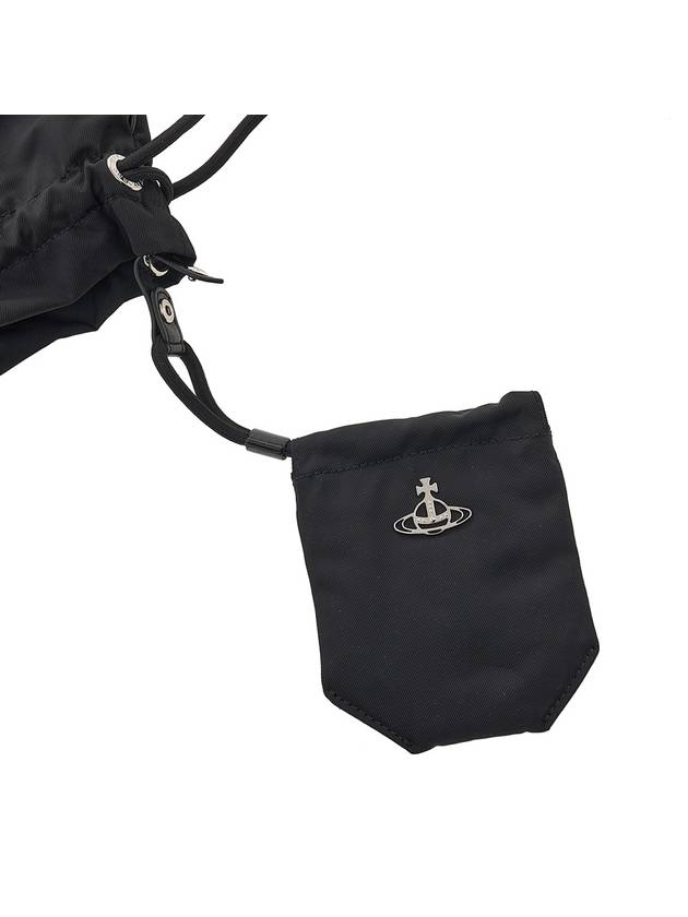 Logo Plaque Drawstring Bucket Bag Black - VIVIENNE WESTWOOD - BALAAN 9