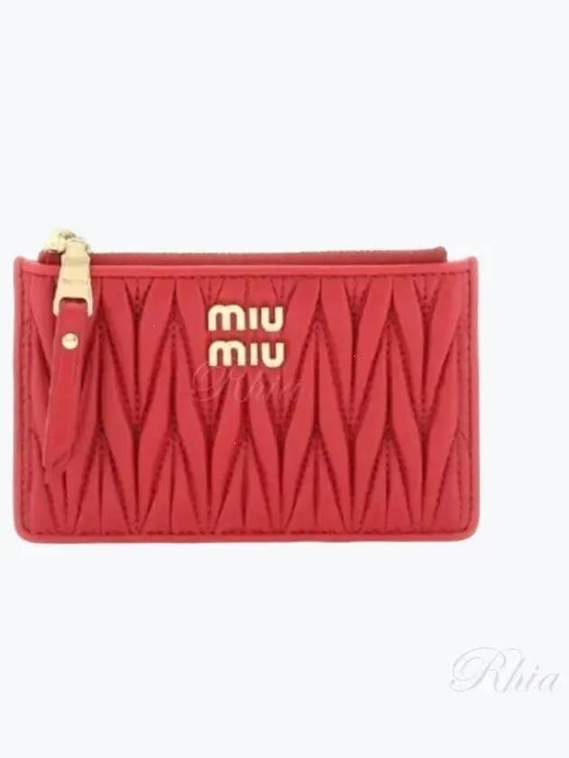 Matelasse Leather Card Wallet Red - MIU MIU - BALAAN 2