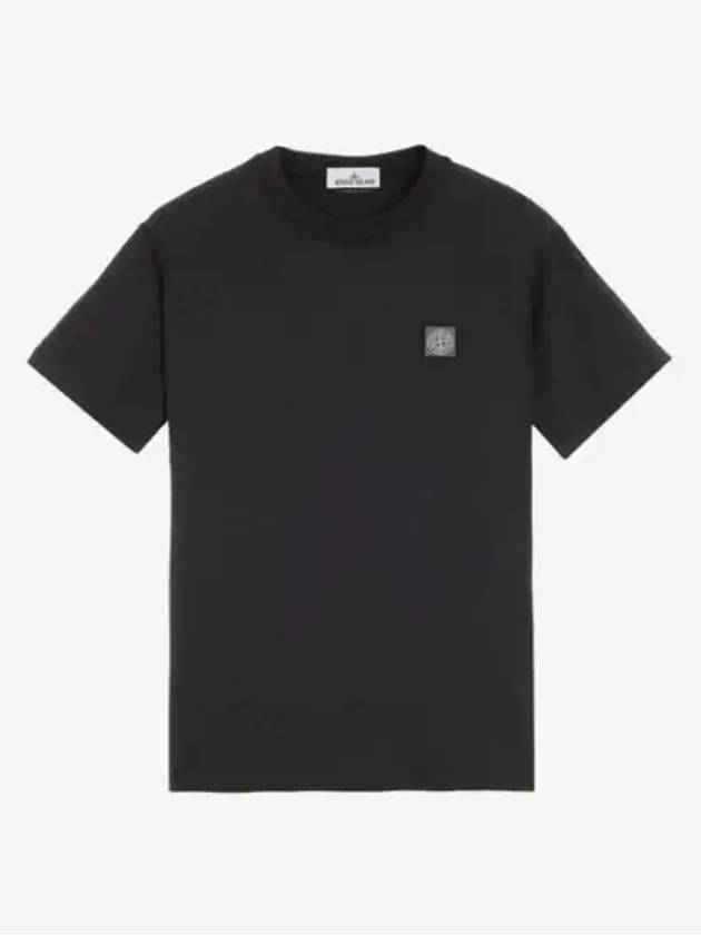 Pisato Effect Logo Patch Short Sleeve T-Shirt Black - STONE ISLAND - BALAAN 2