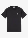 Pisato Effect Logo Patch Short Sleeve T-Shirt Black - STONE ISLAND - BALAAN 3