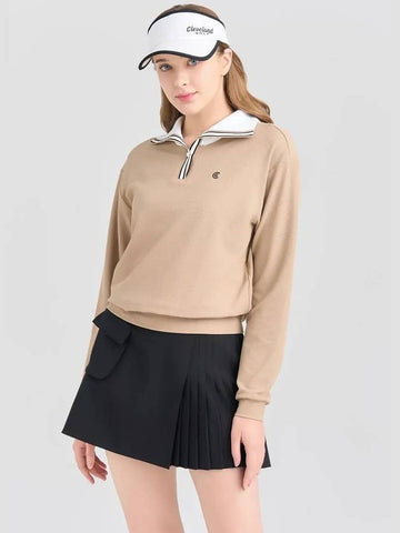 Online Exclusive Women s Cotton Touch PQ Big Collar Long Sleeve T Shirt Beige - CLEVELAND GOLF - BALAAN 1