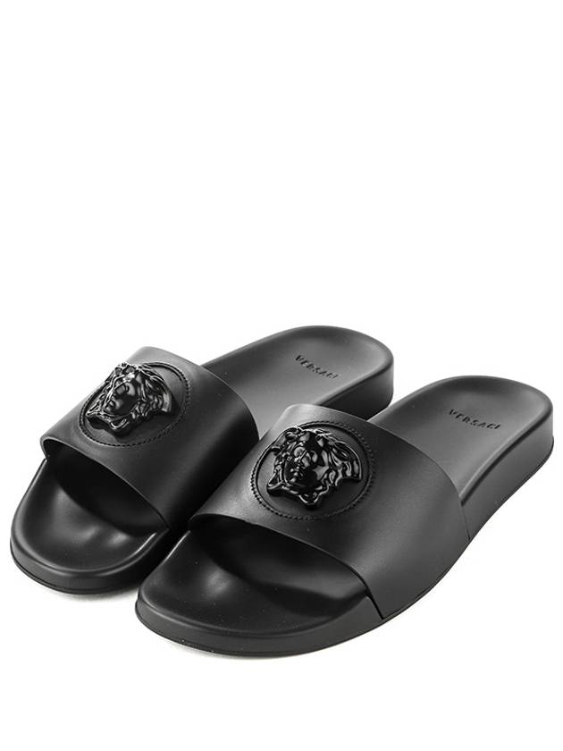 Medusa Logo Slippers Black - VERSACE - BALAAN.