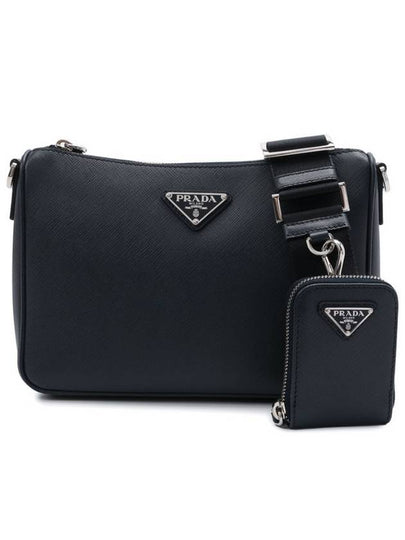 Triangle Logo Saffiano Leather Cross Bag Black - PRADA - BALAAN 2