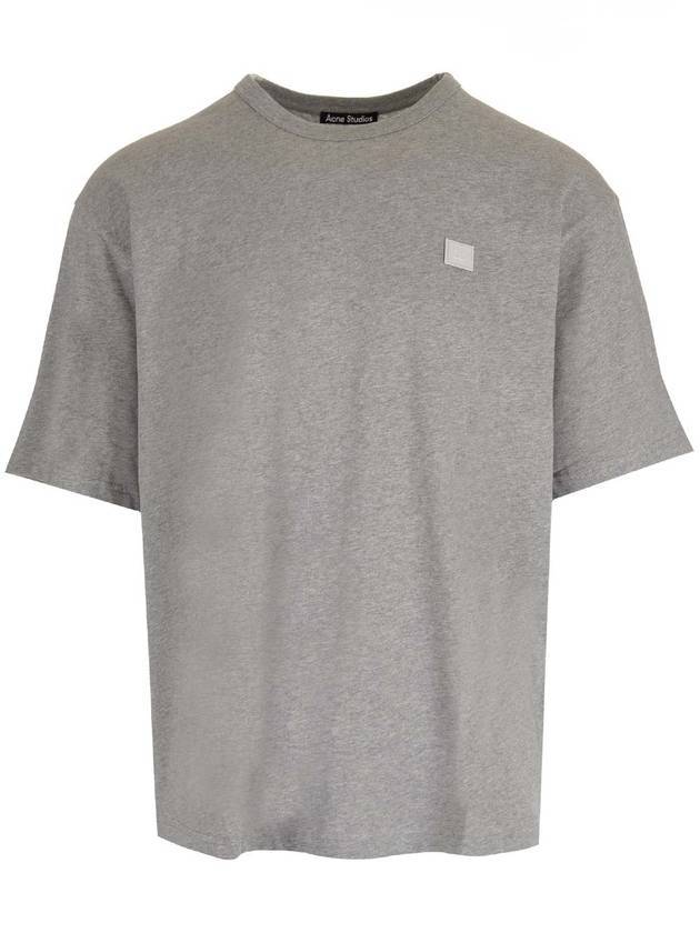 Logo Patch Cotton Short Sleeve T-Shirt Light Grey Melange - ACNE STUDIOS - BALAAN 1