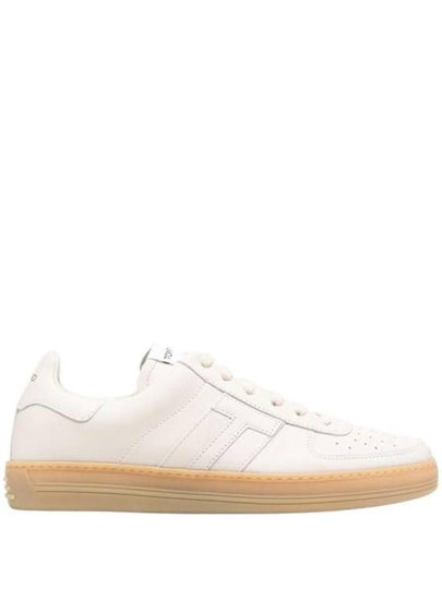 Logo Leather Low-Top Sneakers White - TOM FORD - BALAAN 2