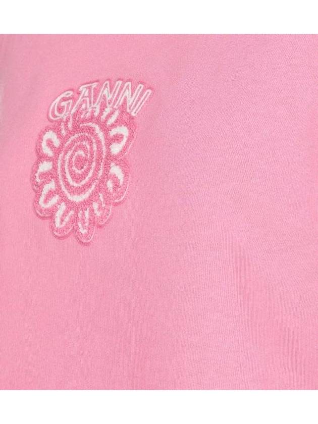 Isoli Cotton Sweatshirt Pink - GANNI - BALAAN 4