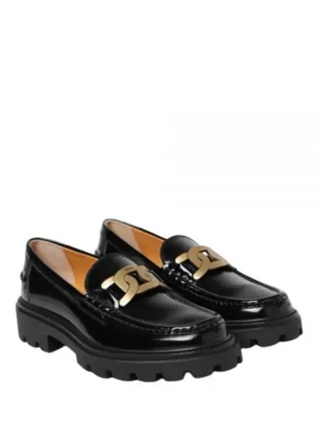 Women's Kate Metal Chain Leather Loafers Black - TOD'S - BALAAN 2